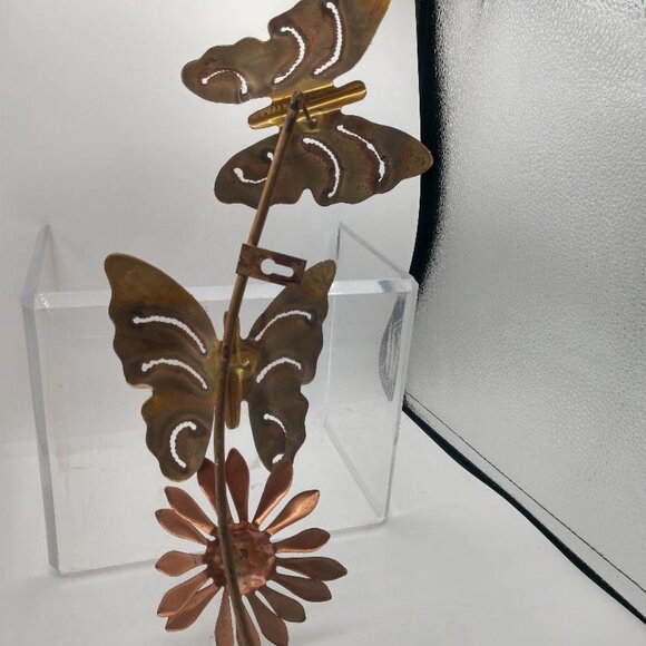 Vintage Brass Butterfly Wall Art Hanging - Brass and Copper-Mid Century Modern - Picture 8 of 8